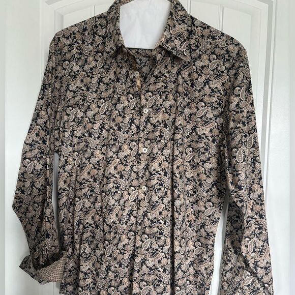 Bugatchi Other - Bugatchi Beige and Black Paisley Shirt